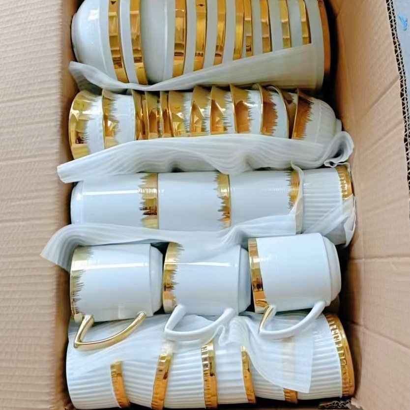 Gold Band Electroplated Ceramic Dinnerware Set - Image 4
